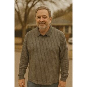 Geoffrey Beene Men Large Long-Sleeve Gray Pullover Shirt Casual Office Winter